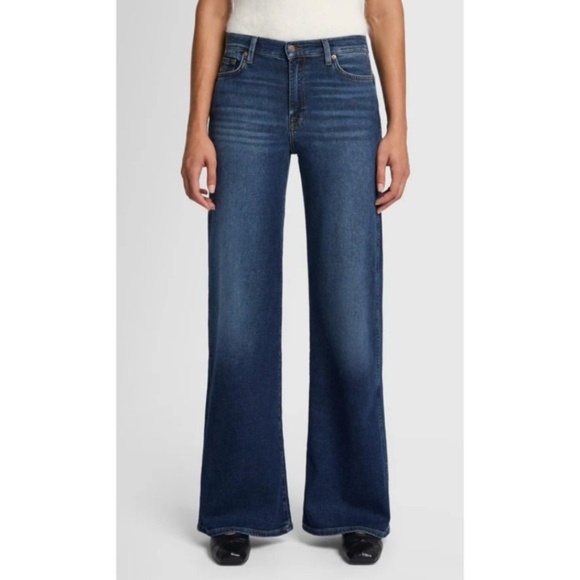 7 For All Mankind Luxe Vintage Lotta Cisco Wide Leg Jeans Dark Wash High Rise 30 - Picture 1 of 11